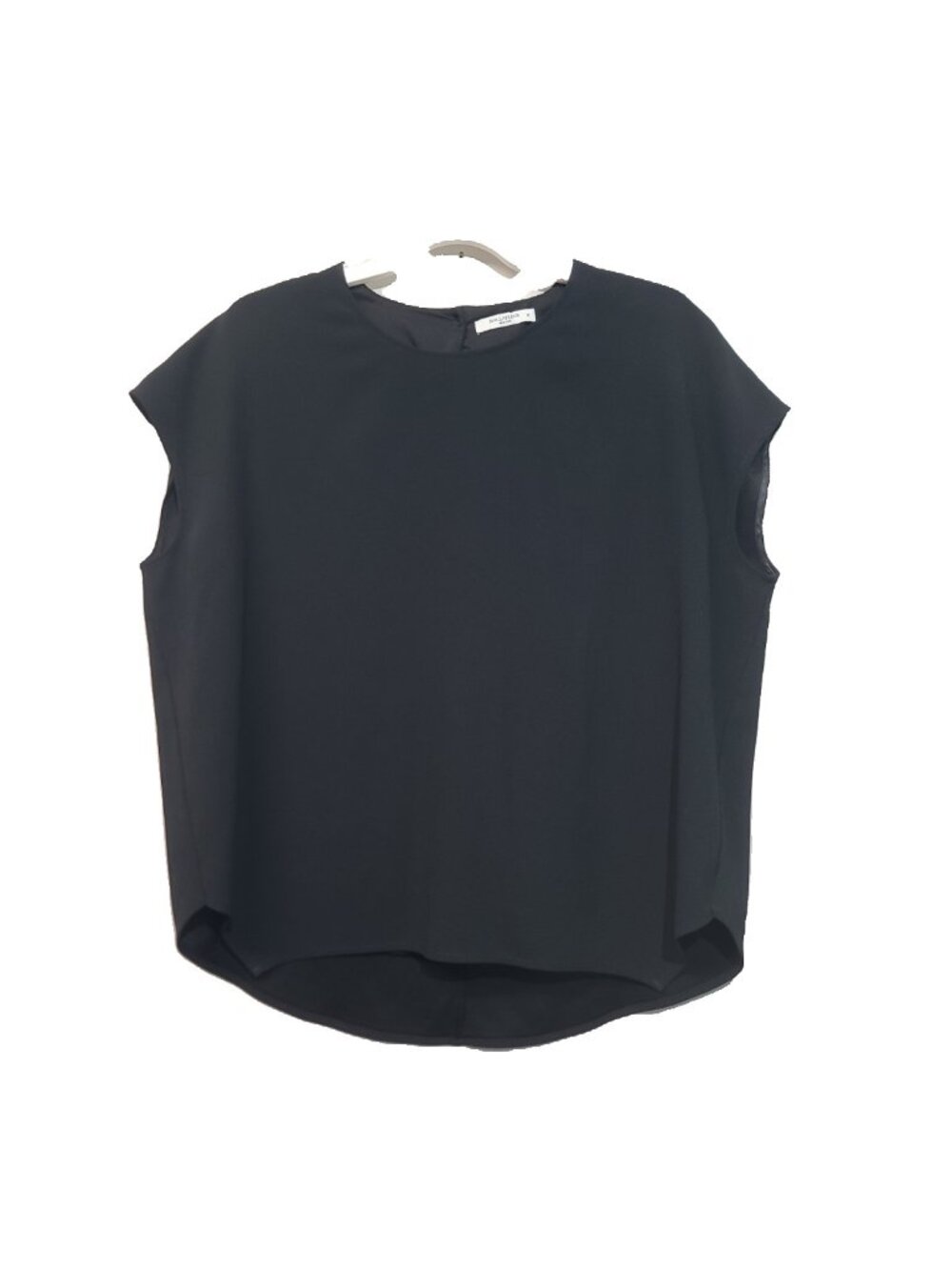 MM. LaFleur Didion Drape Top Blouse Black Cap Sleeve M